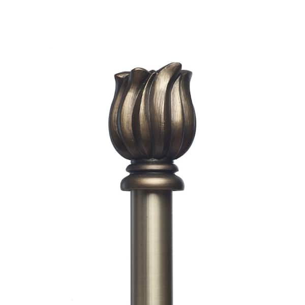 Art Decor 48 in. Non-Telescoping 1-1/8 in. Single Curtain Rod in Antique with Delauny Finial