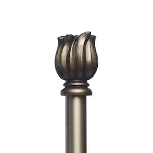 72 in. Non-Telescoping 1-1/8 in. Single Curtain Rod in Antique with Delauny Finial
