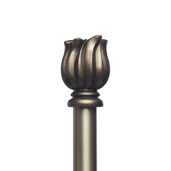 Art Decor 96 in. Non-Telescoping 1-1/8 in. Single Curtain Rod in Antique with Delauny Finial