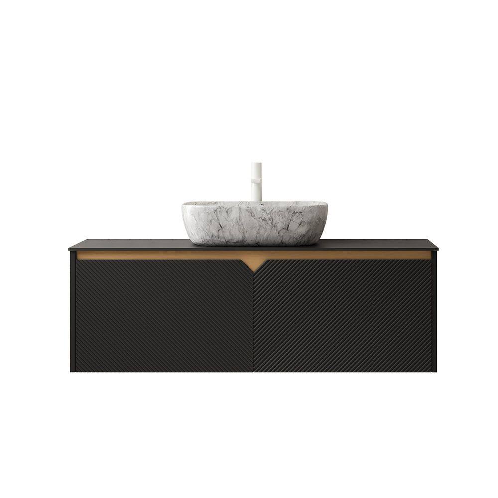 48.03 in. Single Sink Floating Black Bath Vanity with Black Sintered Stone Top and Stone-Gray Sink price history on PriceWatchPro