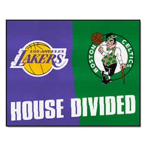 NBA Multi-Colored 3 ft. x 3.5 ft. LA Lakers/Celtics House Divided Area Rug