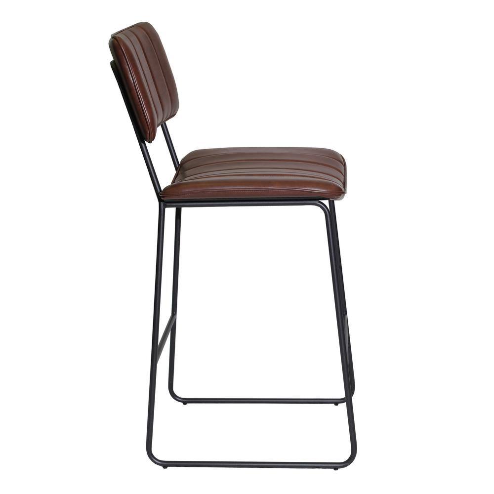 Tribeca Mid-Century Modern Brown Faux Leather 43" Bar Stool