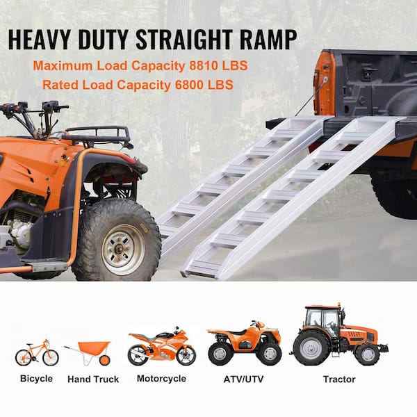 Aluminum Ramps 6800 lbs. Heavy-duty RampsTop Hook Attaching End Universal Loading Ramp 72 in. L x 15 in. W 2-Pieces