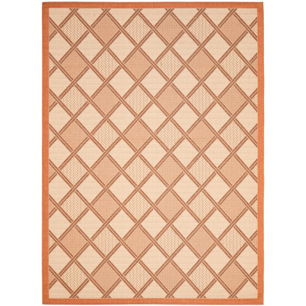 SAFAVIEH Courtyard Cream/Terracotta 8 ft. x 11 ft. Geometric Indoor