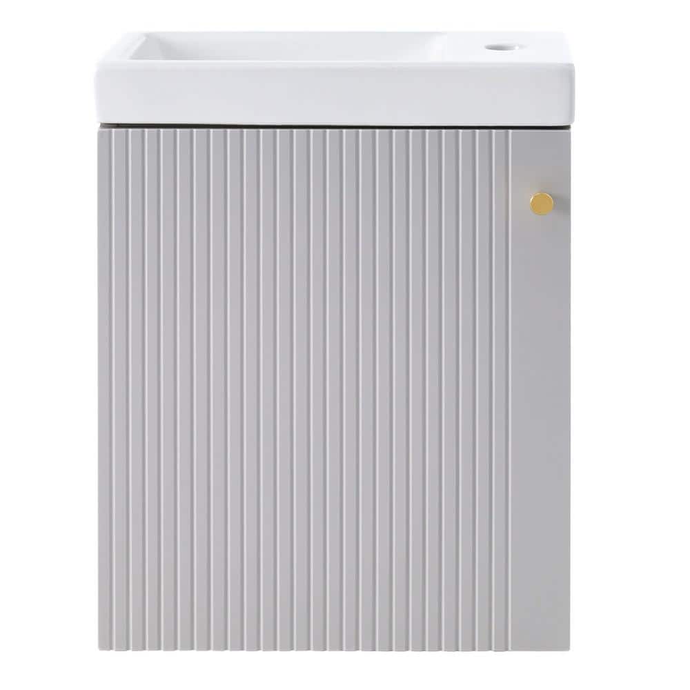 16 in. W x 8.7 in. D x 20.5 in. H Single Sink Wall-Mounted Floating Bath Va