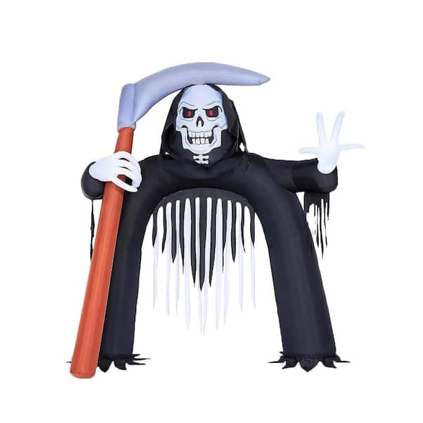 10.5 FT Black Halloween Inflatable Grim Reaper Archway made of Polyester