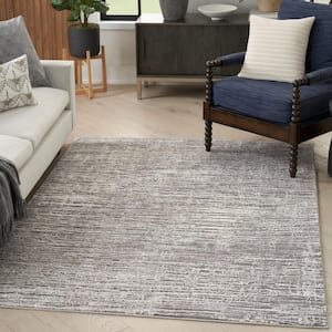 Eco-Friendly Ivory Grey 6 ft. x 9 ft. Abstract Contemporary Area Rug