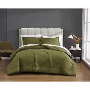 2-Piece Olive Green Solid Cotton Percale Twin/Twin XL Comforter Set