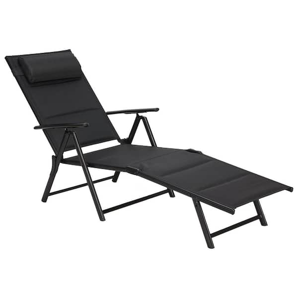 Tenleaf Outdoor Folding Lounge Chair Reclining Adjustable Light Weight Chaise Lounge Chair with 7-Position Adjustable Backrest