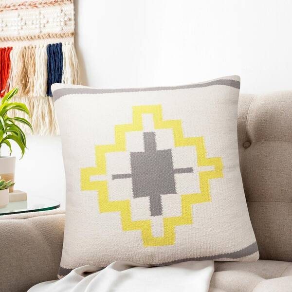 Tonal Woven Geometric Indoor Outdoor Throw Pillow