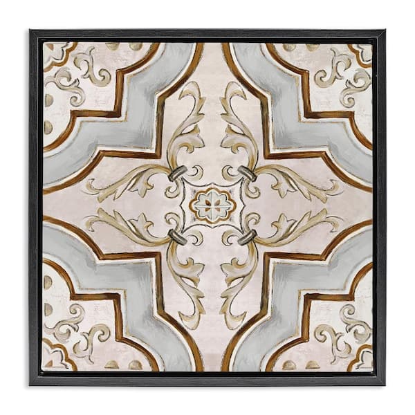 Stupell Industries Classic Symmetrical Tile by Eli Jones Black Floater Frame Abstract Graphic Art Print 25 in. x 25 in.