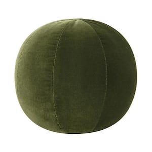 Luna 12 in.  Round Sphere Accent Ball Throw Pillow, Olive Green Performance Velvet