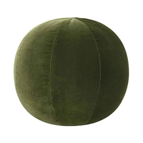 Jennifer Taylor Luna 12 in. Round Sphere Accent Ball Throw Pillow, Olive Green Performance Velvet