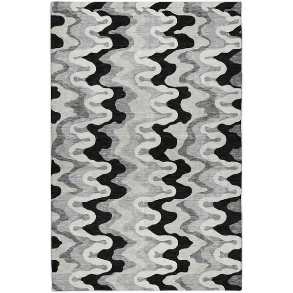 Dream Shag Premium Machine Washable Abstract ADS750 Black 10 ft. x 14 ft. Area Rug