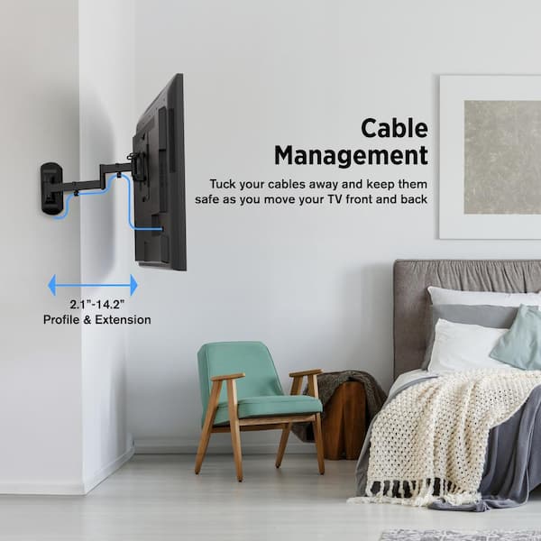 ProMounts Apex 小型傾斜テレビ壁マウントブラケット 23~42インチ用 12フィート HDMI ＆ バブルレベル ProMounts Apex 小型傾斜テレビ壁マウントブラケット 23~42インチ用 12