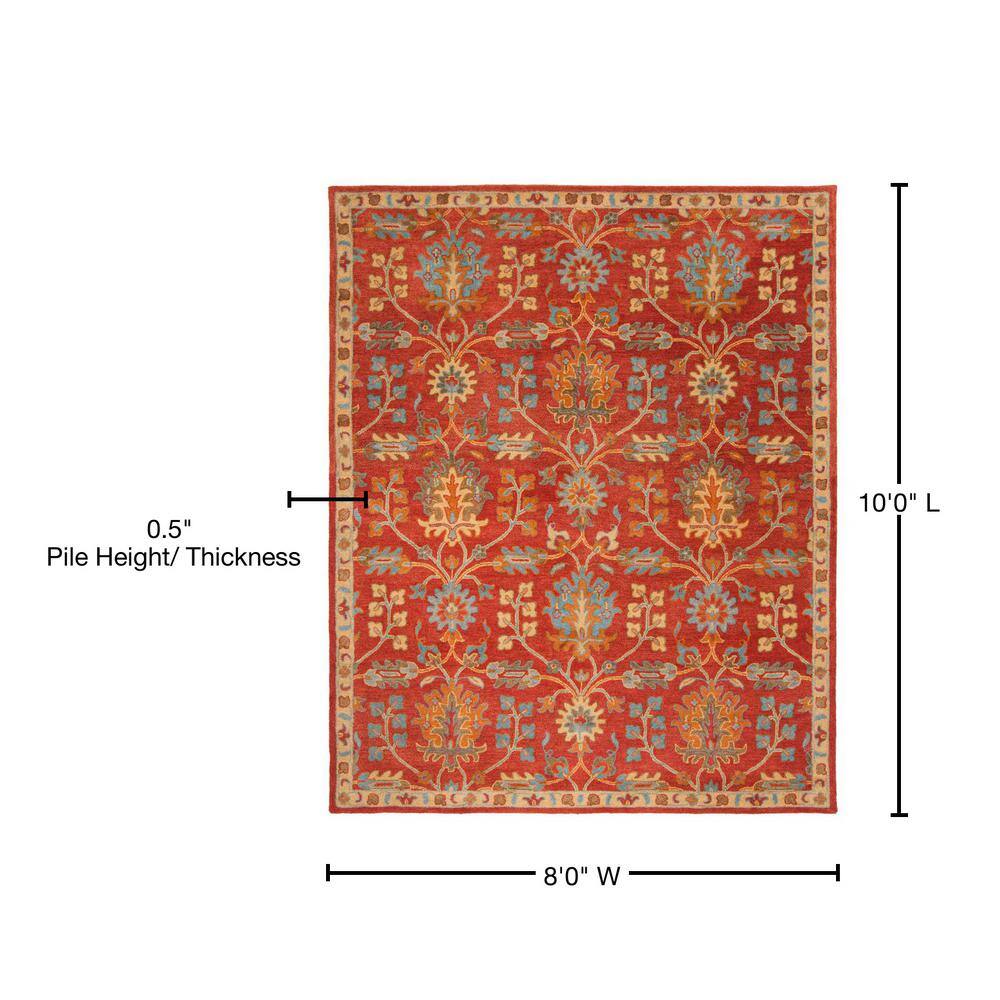 Heritage Red and Multicolor Wool 8' x 10' Hand-Tufted Area Rug