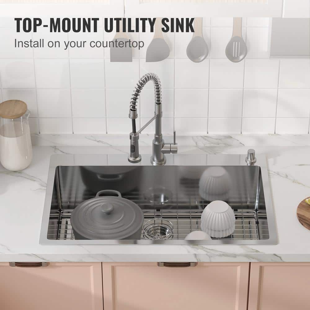 33'' Stainless Steel Single Bowl Top Mount Kitchen Sink