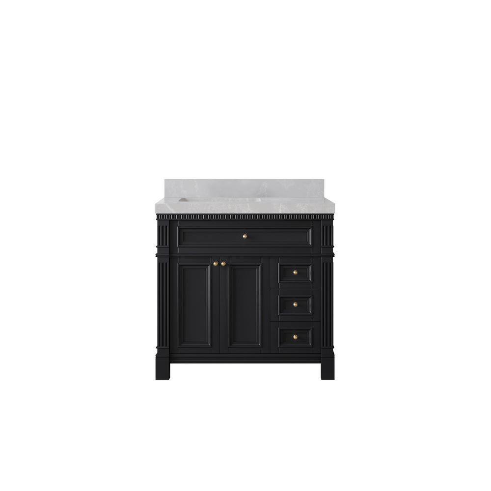 Paris 36 in. W x 22 in. D x 36 in. H Left Offset Sink Bath Vanity in Black with 2 in. Pearl Gray qt. Top price history on PriceWatchPro