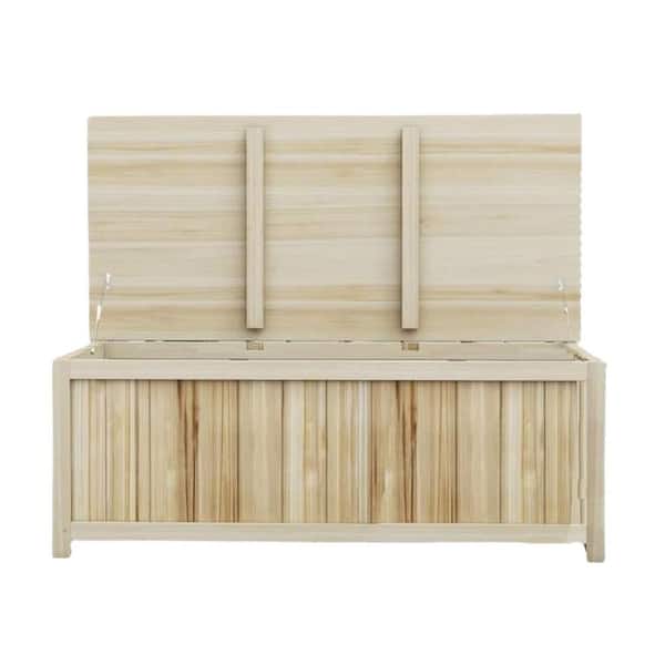 45.5 Gal. Outdoor Wood Storage Container Deck Box for Balcony, Porch, Poolside
