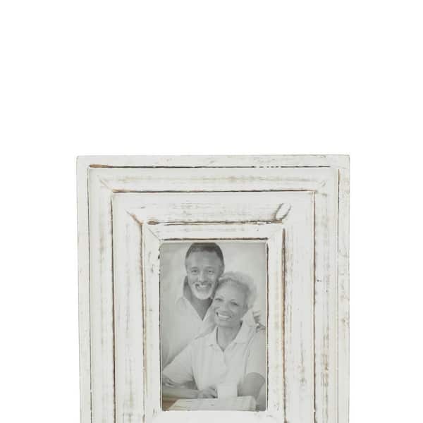 4x6 Picture Frame Wood Pattern Distressed White Photo Frames Packs 4 with  Hig