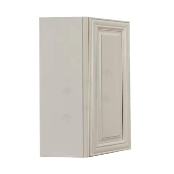 LIFEART CABINETRY Princeton Assembled 24 in. x 30 in. x 12 in. Wall Diagonal Corner Cabinet with 1-Door 2-Shelves in Off-White
