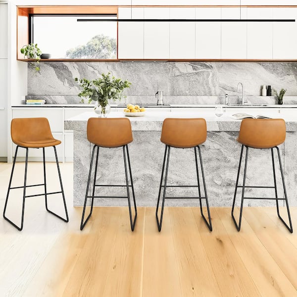 Reviews for LUE BONA 30 in. Whiskey Brown Low Back Metal Frame Bar