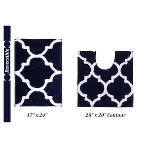 Marrakesh Collection 2-Piece Navy 100% Polyester 17 in. x 24 in., 20 in. x 20 in. Bath Rug Set