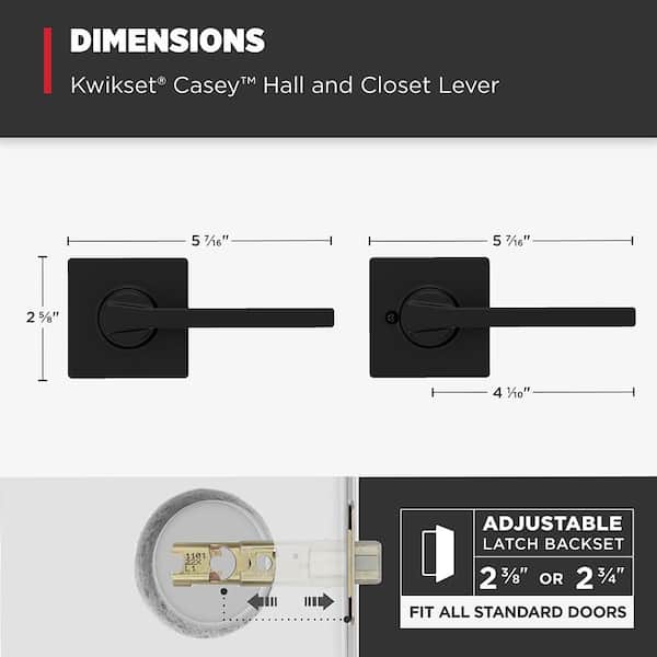 Kwikset Casey Matte Black Dummy Door Handle Featuring Microban