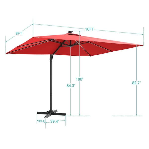 Sonkuki 10 x 8 ft. Metal Solar-powered Cantilever Patio