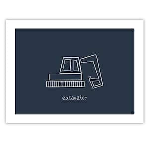 Excavator Navy Gallery-Wrapped Canvas Wall Art Unframed Abstract Art Print 40 in. x 30 in.