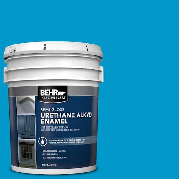 BEHR PREMIUM 5 gal. #550B-6 Isle of Capri Urethane Alkyd Semi-Gloss Enamel Interior/Exterior Paint