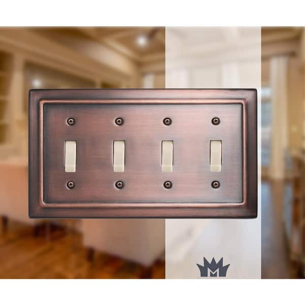 Architectural 4-Gang 4-Toggle Wall Plate (Antique Copper Finish)