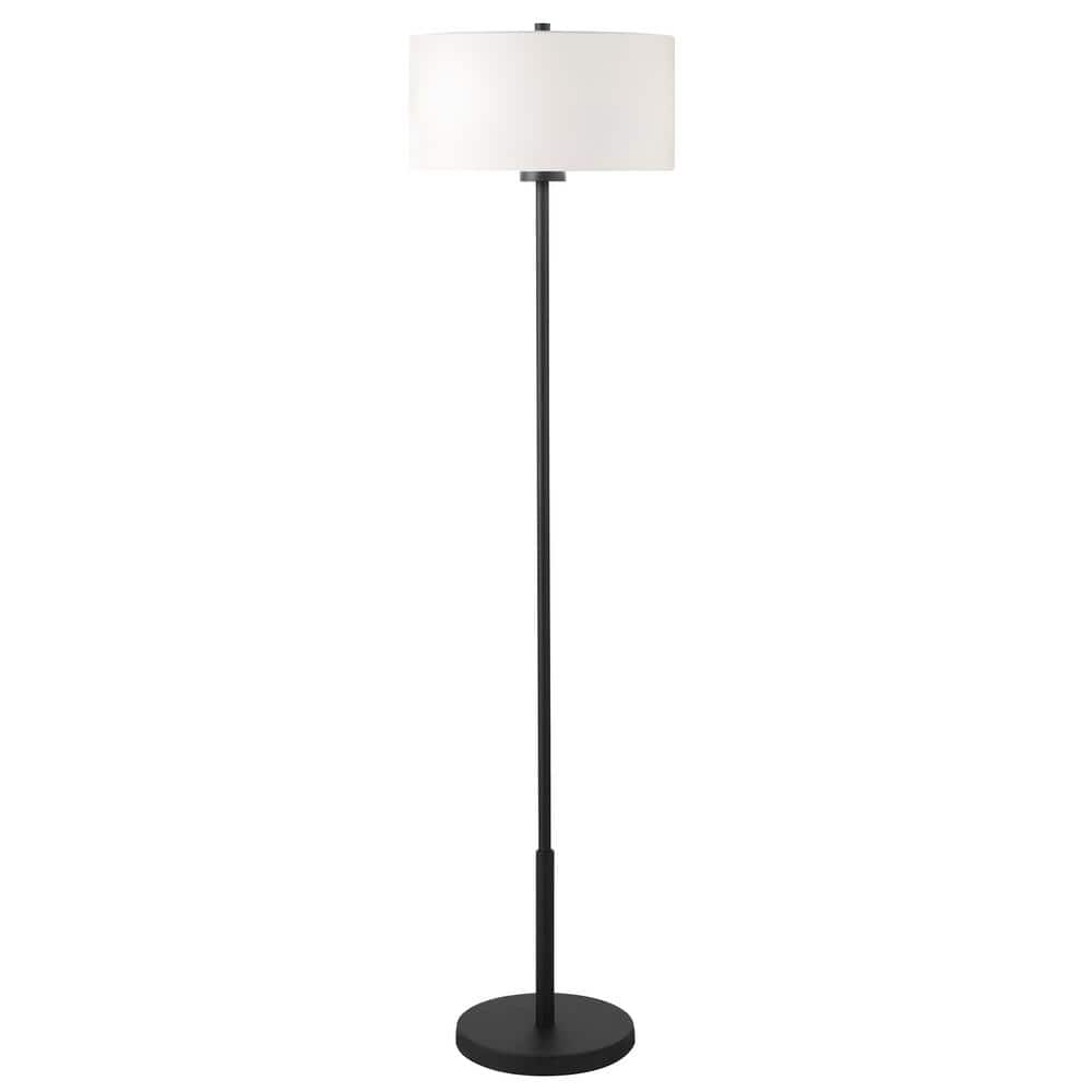 HomeRoots Jasmine 61 in Black and White 1 Light Standard Floor Lamp for