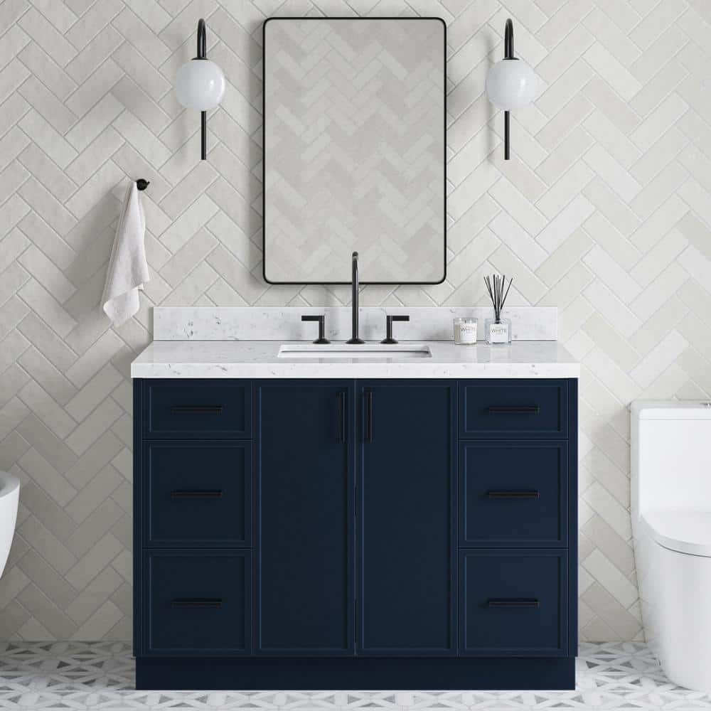 Kelly 48" Midnight Blue Solid Wood Bathroom Vanity Base