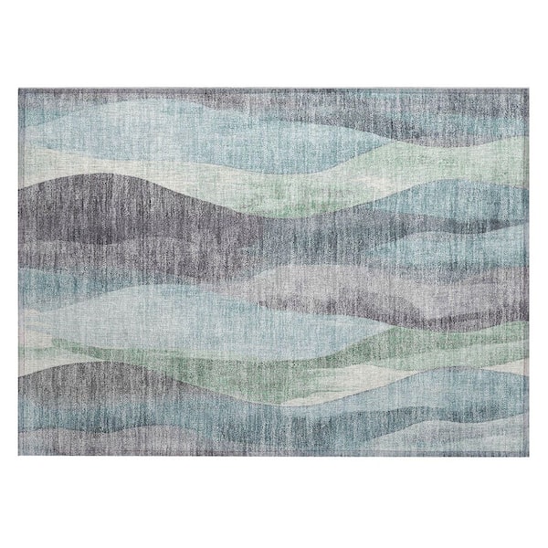 Chantille Machine Washable Indoor/Outdoor Abstract ACN1989 Teal 2 ft. x 3 ft. Accent Rug