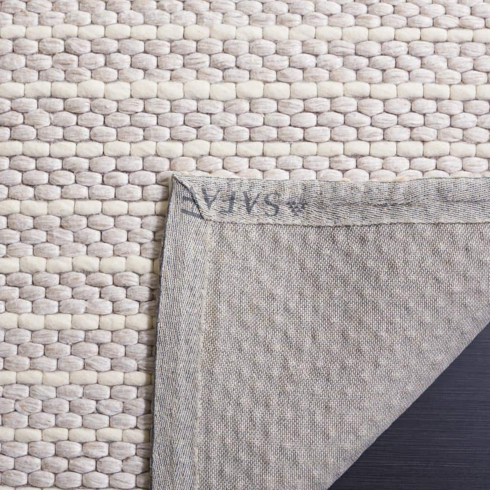 Ivory and Beige Flat Woven Wool Area Rug, 8' x 10'