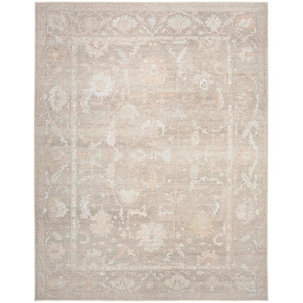 Vintage Washables Grey 9 ft. x 12 ft. Floral Traditional Area Rug