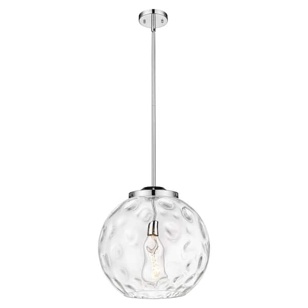 Athens Water Glass 60-Watt 1-Light Polished Chrome Shaded Mini Pendant Light with Clear Water Glass