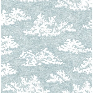 Block Print Blue Day Dream Novelty Peel and Stick Wallpaper Sample