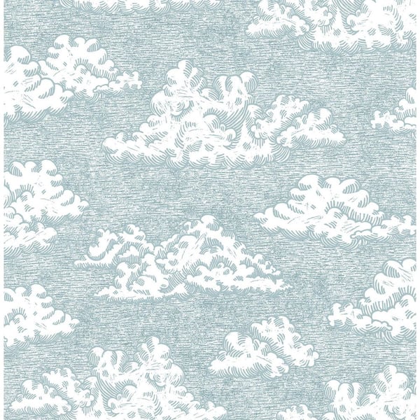 NuWallpaper Block Print Blue Day Dream Novelty Peel and Stick Wallpaper Sample