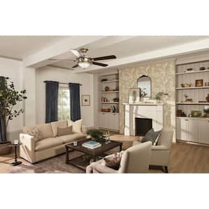 Rise 60 in. Indoor Brushed Nickel Downrod Mount Ceiling Fan with Integrated LED with Wall Control Included