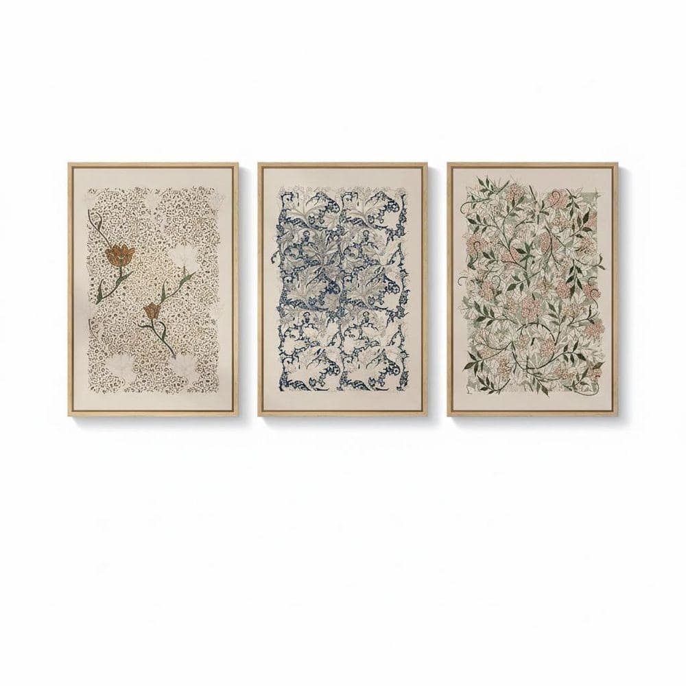 アート mahalove Set of 3 Neutral Floral Framed Wall Art 24 in. x 16 in. LINBQ269