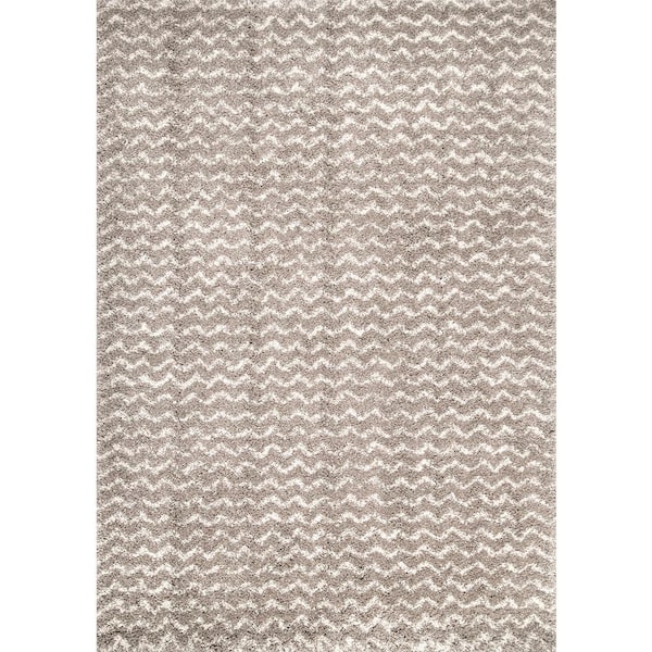 nuLOOM Cuellar Chevron Shag Cream 8 ft. x 10 ft. Area Rug