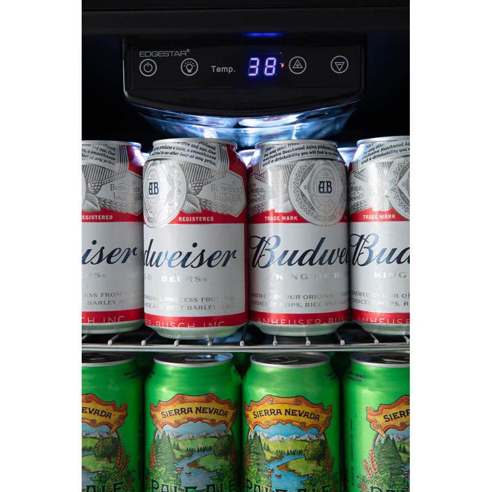 Stainless Steel 105-Can Beverage Cooler with Reversible Glass Door