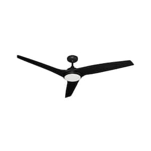 Evolution 60 in. Integrated LED Indoor/Outdoor Matte Black Ceiling Fan with Light and Remote Control