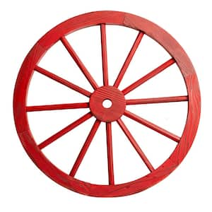 24 in. Wooden Wagon Wheel in Antique Red (2-Pack)