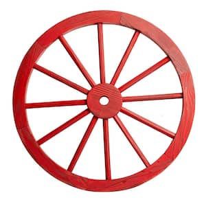Patio Premier 24 in. Wooden Wagon Wheel in Antique Red (2-Pack)