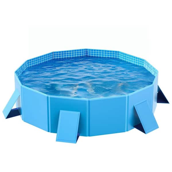 48IN Foldable Hard Plastic Kiddie Pool with Stable Side Support, Collapsible Portable Swimming Pool for Pets & Kids
