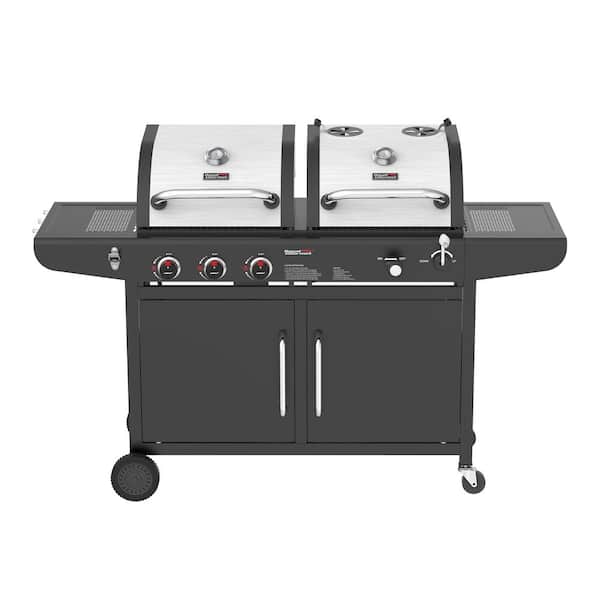 Royal Gourmet ZH3002N 3-Burner Propane Gas and Charcoal Combo Grill in Black - 1