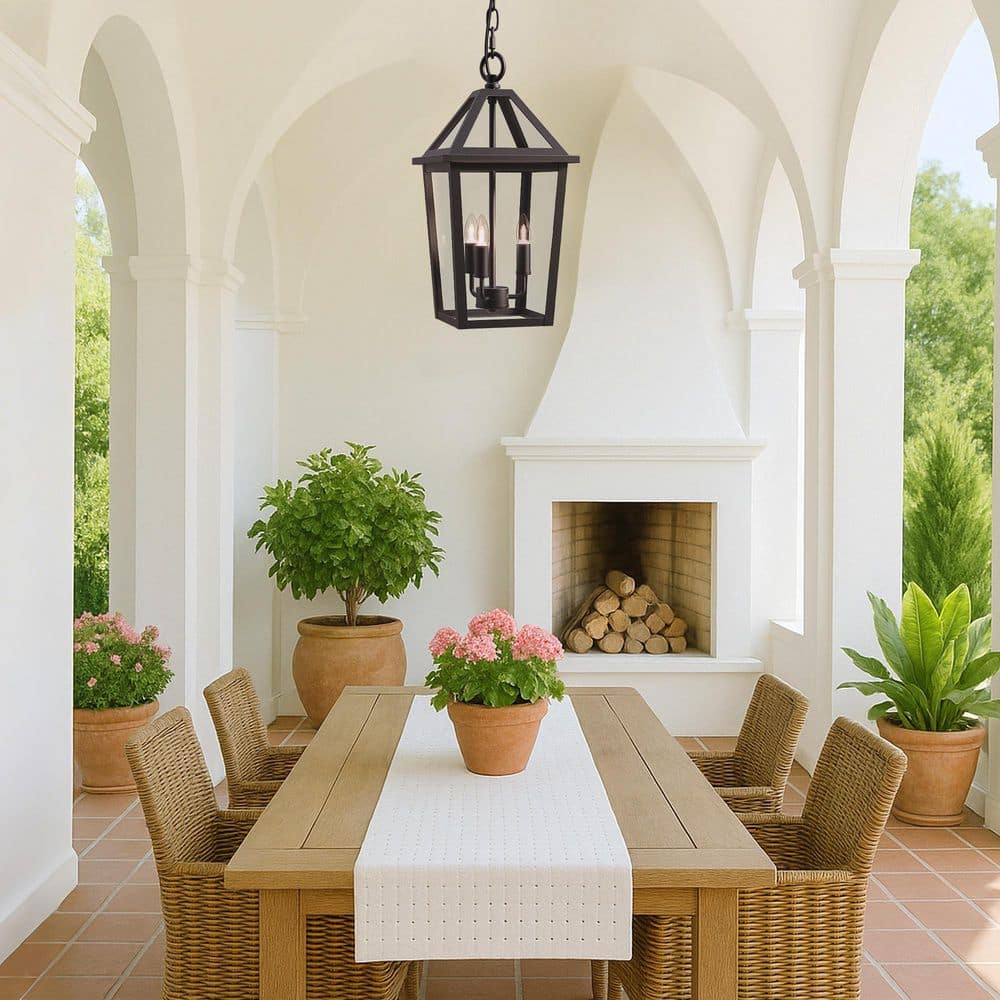 Kiyani 16 in. 3-Light Bronze Outdoor Pendant Light with Clear Glass Shade No Bulbs Included price history on PriceWatchPro